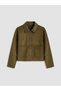 Seray New Season Khaki Shirt Collar Suede Look Women's Jacket - 7