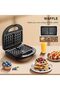 3-in-1 Waffle Maker with Removable Non-Stick Plates Sandwich & Panini Press, Belgian Waffle Function, Indicator Lights, Compact Breakfast Maker, Easy to Clean - 3