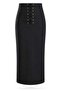 Black Bird's Eye Detailed Midi Skirt 00407