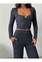 Women's Buckle Detailed Square Neck Blouse and Wide Leg Pants Set - 2