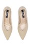 Women's Beige Colored Thick Heeled Pointed Toe Flat Stiletto Casual Shoes - 4