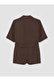 Vizyon New Season Brown Belted Women's 100% Linen Blazer Jacket - 3