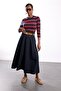 Navy Blue Belted Flared Skirt 0043 - 3
