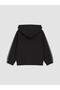 Black Embroidered Girls' Thick Zippered Sweatshirt - 5