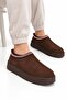 Women's Dark Brown Embroidery Detailed, Fur Lined, Extra Soft, Thick Sole Ankle Slippers Boots - 3