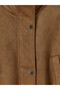 Özmarka New Season Brown Stand Collar Women's Suede Look Coat - 8