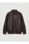 Brown Oversize Women's Leather Look Jacket - 5