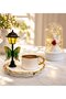 Premium Turkish Coffee Cup and Led Lighted Glass Jar (with White Angel) Set with Led Street Lamp
