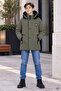 Khaki Zipper Pocket, Arma Detail, Fur Inside, Removable Hood, Boy's Coat 24905
