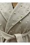 Plus Size Pearl Embellished Belted Long Women's Coat - 4