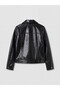 Crocodile Skin Patterned Women's Leather Look Jacket - 7