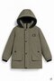 Khaki Boy's Fleece-Lined Inflatable Coat with Fur Hood 24915 - 4