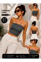 Premium - Women's Wrinkled Fabric Strapless Bustier Crop Top - Stretchy Bandeau / Stylish Basic Top - 7