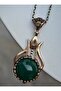 Copper Necklace with Tulip Figure - Green - - 2