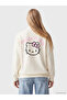 Vizyon New Season Beige Embroidered Oversize Women's Thick Sweatshirt - 8