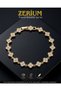 Women's Quality Steel Gold Color Bracelet with Row of Zircon Stones Clover Model - 3