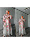 New Season Women's Lined Buttoned Design Dress Printed Tulle