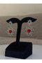 Silver Color Spider Web Red Heart and Green Stone Detailed Women's Earrings - 2