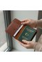 Genuine Leather Passport Cover – Travel Wallet with Card and Id Compartments - Brown