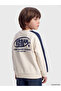 Ozmarka New Season Beige Crew Neck Printed Boys' Thick Sweatshirt - 2