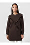 Crew Neck Ruffled Women's Sweatshirt Tunic