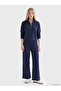 Seray New Season Navy Blue Modal Blend Wide Leg Women's Sweatpants