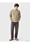 Özmarka New Season Beige Crew Neck Men's Sweatshirt - 2
