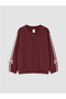 Burgundy Crew Neck Girls' Zippered Sweatshirt - 2
