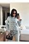 Women's Blue Gold Buttoned Denim Jacket with Napoleon Detail - 2