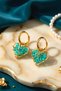 Premium Turquoise Heart Shaped Women's Earrings Double Piece Handmade Earrings