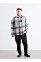 Sparkling Choices from Shining Store Standard Fit Wool Blend Checked Embroidered Men's Shirt Jacket - 2