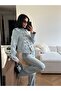 Women's Blue Gold Buttoned Denim Jacket with Napoleon Detail - 4