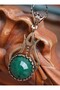 Copper Necklace with Tulip Figure - Green -