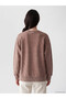 Özmarka New Season Brown Crew Neck Stone-Embellished Women's Sweatshirt - 4