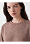 Özmarka New Season Brown Crew Neck Stone-Embellished Women's Sweatshirt - 3
