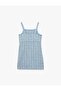 Square Collar Buttoned Strap Tweed Gilet Dress - 5