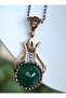 Copper Necklace with Tulip Figure - Green - - 3