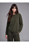 Özmarka New Season Khaki Soft Touch Oversize Women's Sweatshirt