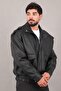 Oversize Bag Pocket Shoulder Detail Faux Leather Coat Kmd 880_50530 - 3