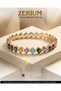 Women's Quality Steel Handcuff Bracelet Gold Color Crystal Stone Zigzag Design - 8