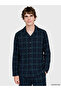 Esvab • Modern & Distinctive Standard Fit Checkered Embroidered Men's Pajama Set - 2