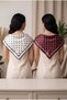 Women's 2-Piece Polka Dot Triangle Scarf Set - Black-White and Fuchsia Luxury Satin Shawl / Neck Collar