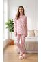 Women's Pink Cotton Bow Patterned Pajama Set - 6