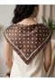 Women's 2-Piece Polka Dot Triangle Scarf Set - Black-White and Brown Luxury Satin Shawl / Neck Collar - 3