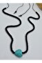 Heart Turquoise and Onyx Metal-Free Necklace - Black - - 2