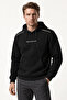 Donyt Men's New Season Regular Fit Hooded Cotton Sweartshirt Black