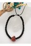 Metal-Free Bracelet Made of Onyx and Agate Stone - Black - - 2