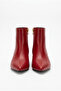 Women's Pointed Toe Short Heeled Goblet Heel Zippered Ankle Boots - Alta - Red - 3