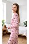 Women's Pink Cotton Bow Patterned Pajama Set - 5