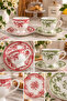 Set of 2 Patterned Porcelain Coffee Cups – Coffee Cup Set with Red and Green Patterned Saucers - 4